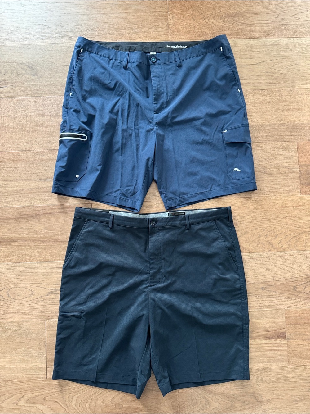 Tommy Bahama Navy and Greg Norman Black Cargo Performance Shorts